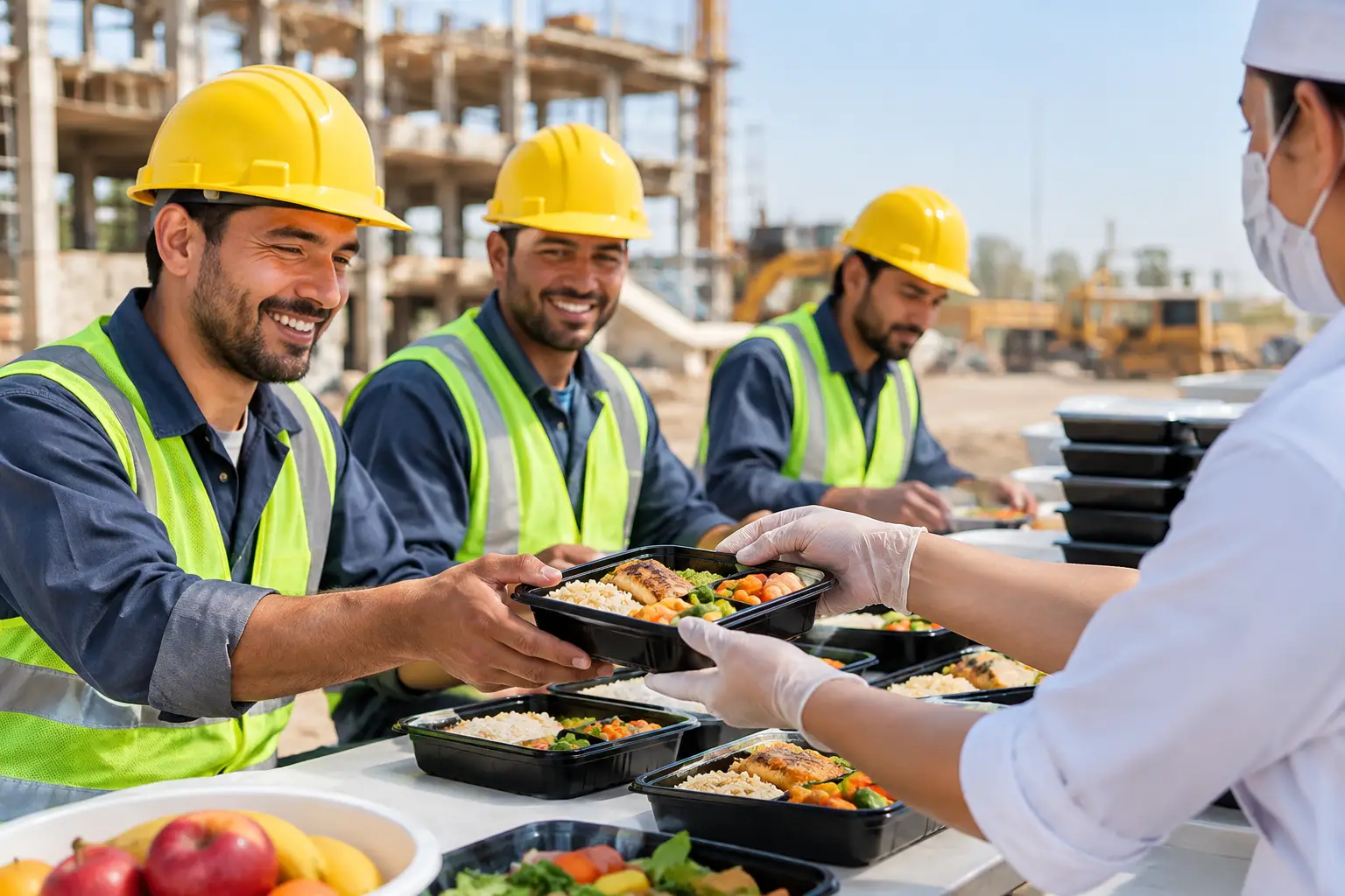 وجبات العمال لشركات الإنشاءات بخدمة منظمة وآمنة